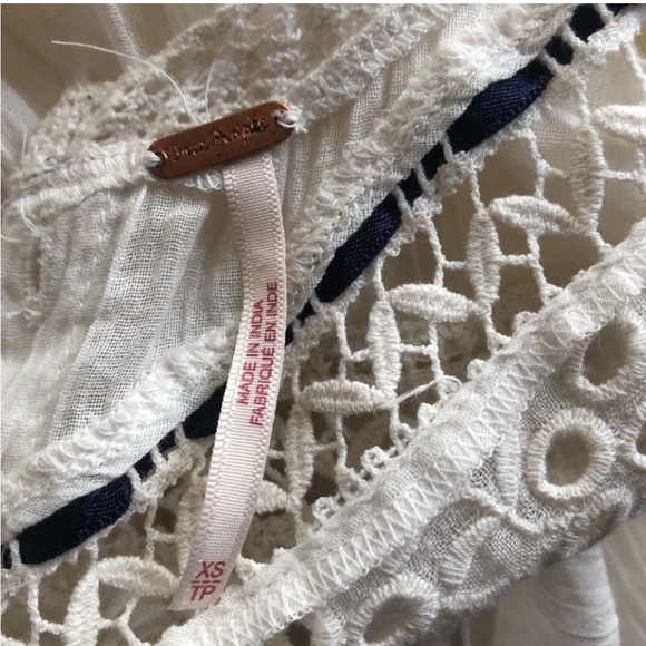 Free people] Cream Crochet lace ribbon Victorian style Oversized Blouse Top - Picture 12 of 14